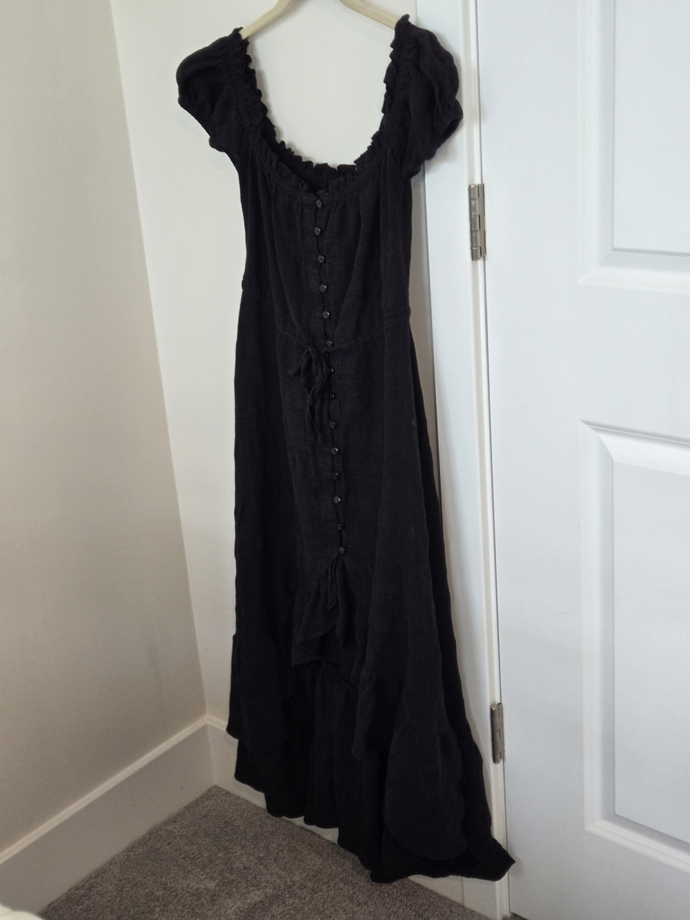 Auguste Black Women's Button-Front high/low Maxi Dress